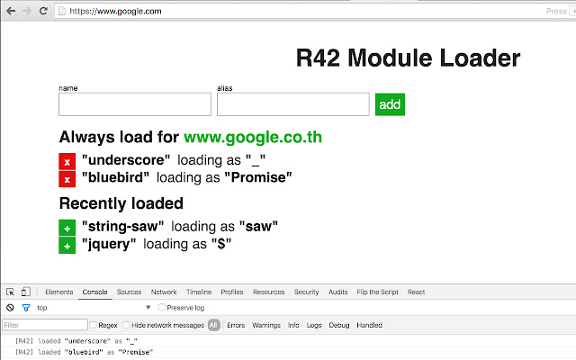 R42 Module Loader chrome谷歌浏览器插件_扩展第1张截图