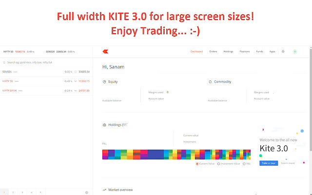 Kite 3.0 Full Width Zerodha Trading Platform chrome谷歌浏览器插件_扩展第1张截图