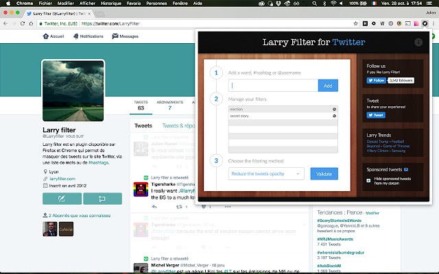 Larry Filter for Twitter chrome谷歌浏览器插件_扩展第1张截图