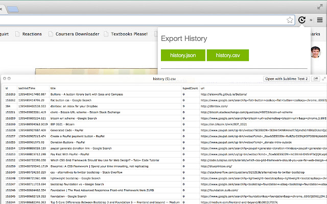 Export History chrome谷歌浏览器插件_扩展第1张截图
