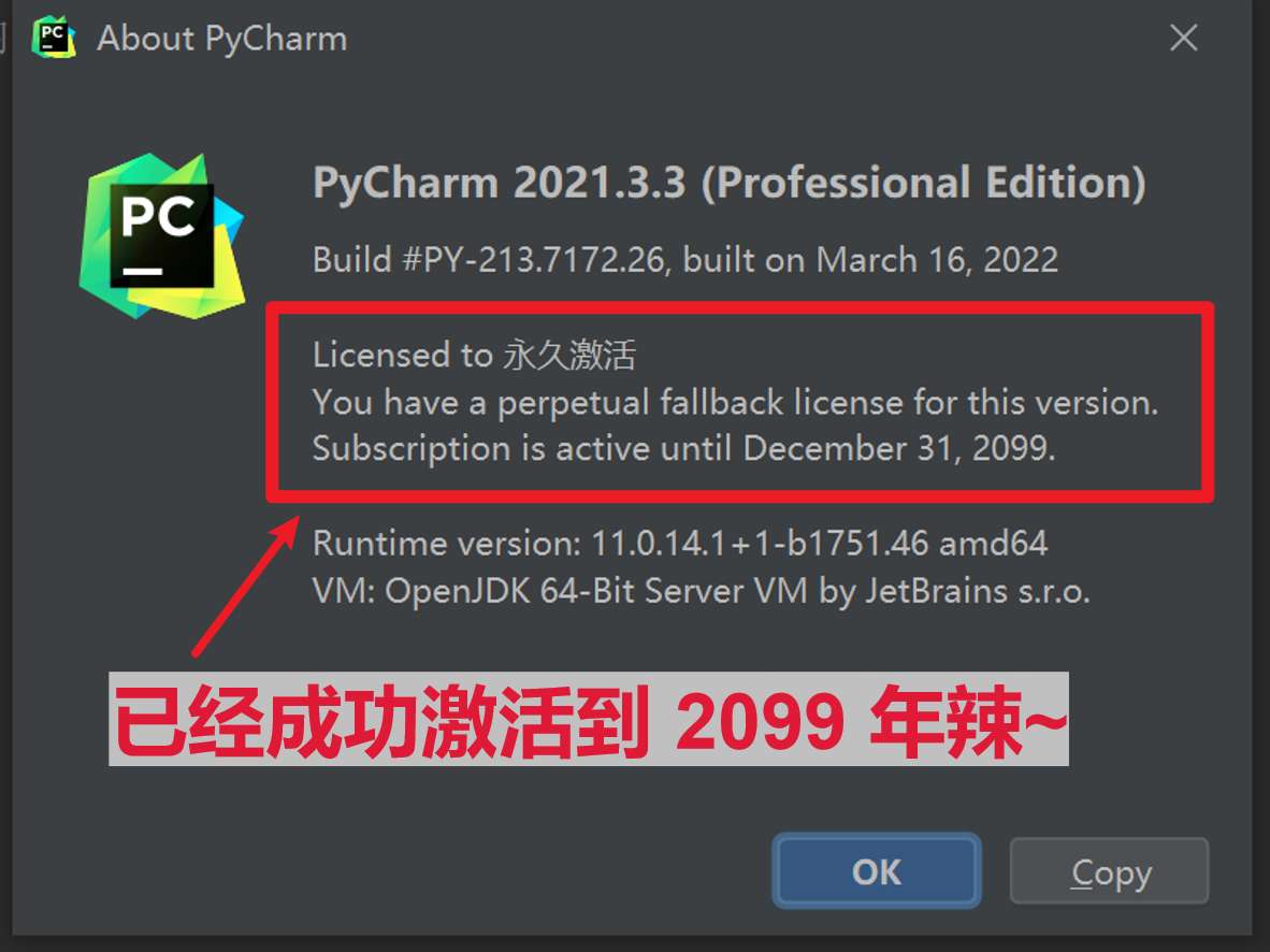 PyCharm 2021.3.3 激活破解码_安装教程 (2022年3月18日更新~) - 异常教程