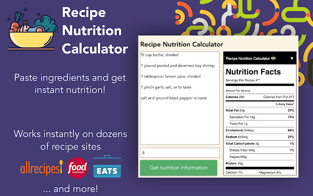 Recipe Nutrition Calculator chrome谷歌浏览器插件_扩展第1张截图