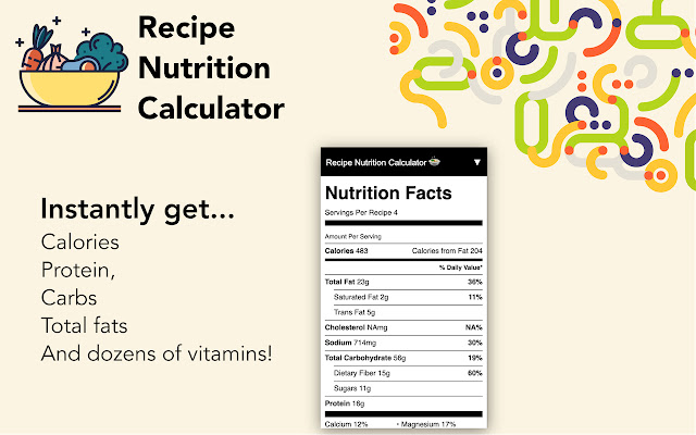 Recipe Nutrition Calculator chrome谷歌浏览器插件_扩展第3张截图