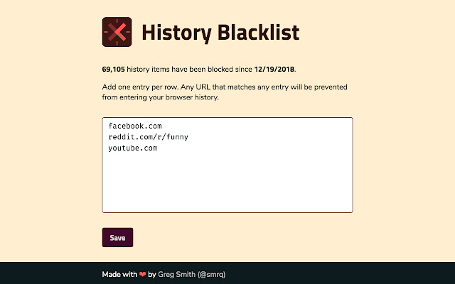 History Blacklist chrome谷歌浏览器插件_扩展第1张截图