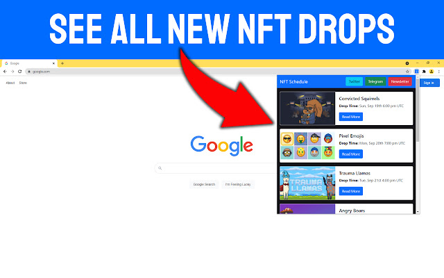 NFT Schedule - NFT Drops & Release Dates chrome谷歌浏览器插件_扩展第1张截图