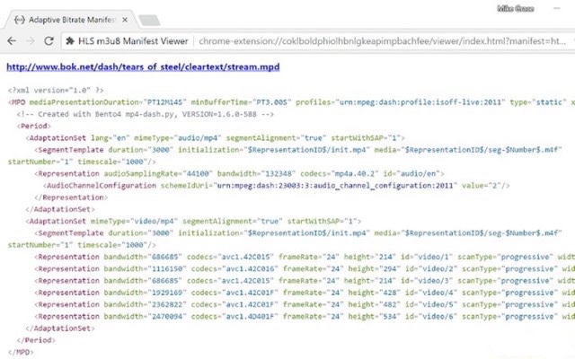 HLS + MPEG-DASH Manifest File Viewer chrome谷歌浏览器插件_扩展第4张截图