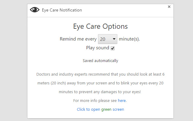 Eye Care Notification chrome谷歌浏览器插件_扩展第1张截图