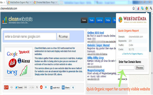 WebStatData Organic Report chrome谷歌浏览器插件_扩展第2张截图