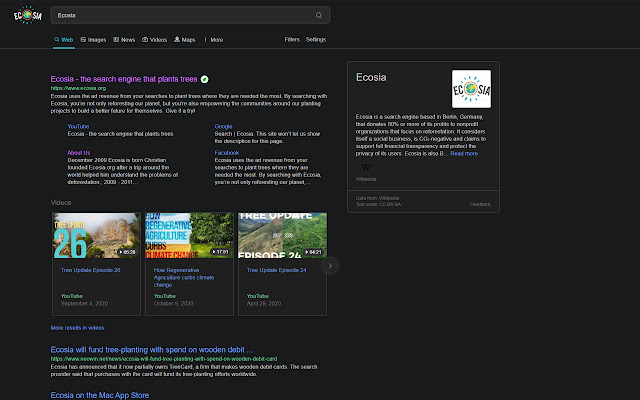 Ecosia Dark Mode chrome谷歌浏览器插件_扩展第3张截图