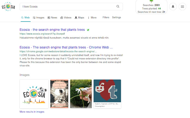 Ecosia Count Trees chrome谷歌浏览器插件_扩展第2张截图