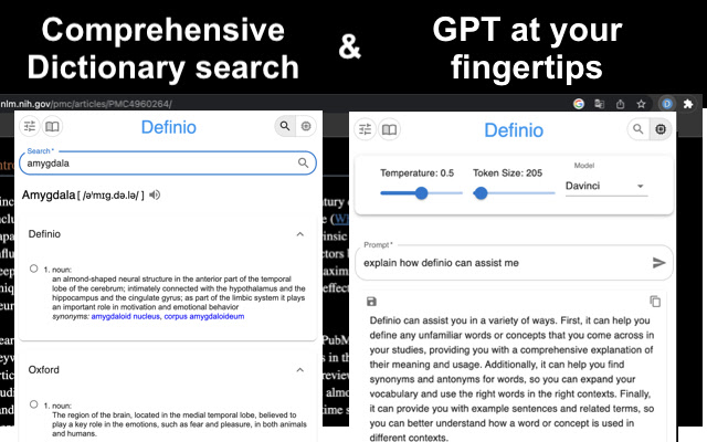Definio: GPT3, Dictionary, Flashcards chrome谷歌浏览器插件_扩展第1张截图