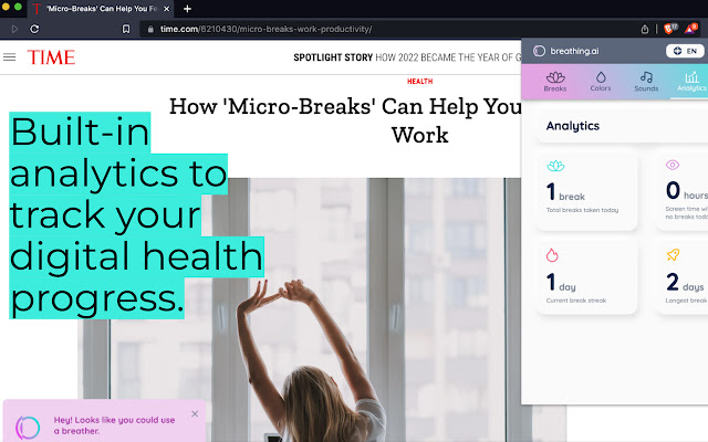 breathing.ai: productivity and mindfulness chrome谷歌浏览器插件_扩展第2张截图