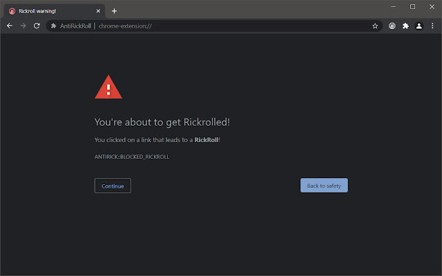 AntiRickRoll chrome谷歌浏览器插件_扩展第2张截图