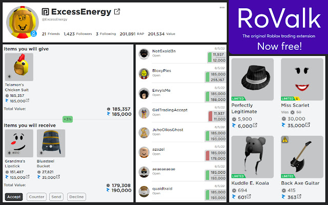 RoValk - The Roblox Trading Addon chrome谷歌浏览器插件_扩展第1张截图