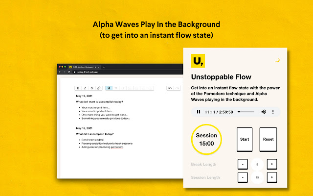 Unstoppable Flow Pomodoro Timer & Alpha Waves chrome谷歌浏览器插件_扩展第3张截图