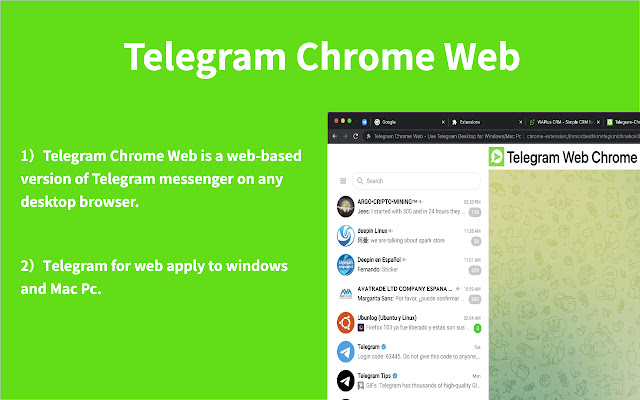 Telegram Web - Use TG on Windows/Mac chrome谷歌浏览器插件_扩展第1张截图