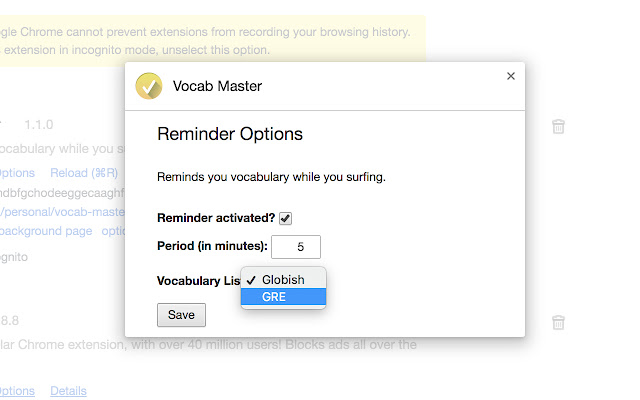 Vocab Master chrome谷歌浏览器插件_扩展第2张截图