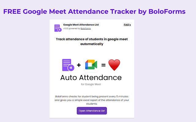 FREE Google Meet Attendance List Tracker chrome谷歌浏览器插件_扩展第1张截图