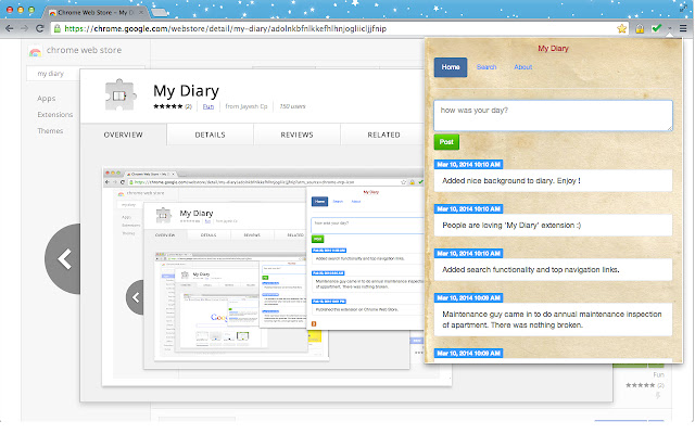My Diary chrome谷歌浏览器插件_扩展第1张截图