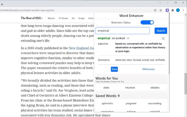 Word Enhancer: Dictionary & Vocabulary Aid chrome谷歌浏览器插件_扩展第4张截图