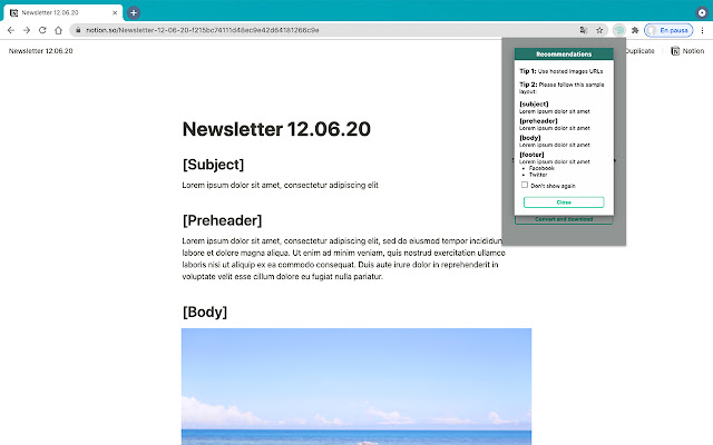 Notion2HtmlEmail chrome谷歌浏览器插件_扩展第1张截图