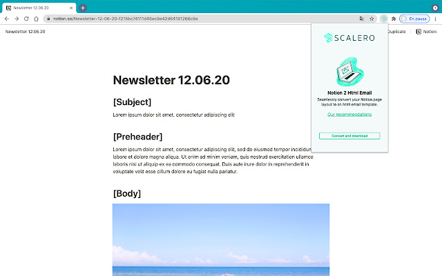Notion2HtmlEmail chrome谷歌浏览器插件_扩展第2张截图