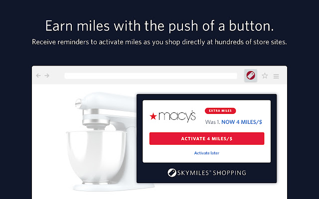 Delta Air Lines SkyMiles® Shopping button chrome谷歌浏览器插件_扩展第1张截图