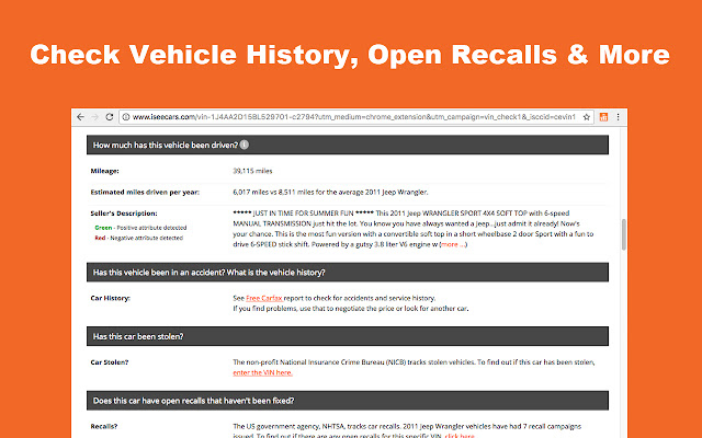 iSeeCars Instant VIN Report chrome谷歌浏览器插件_扩展第3张截图