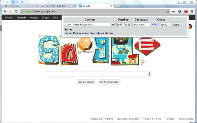 AutoSMS chrome谷歌浏览器插件_扩展第1张截图