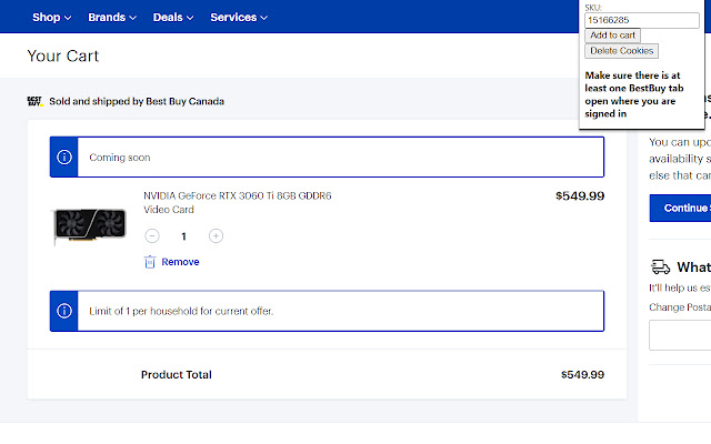 BestBuy.ca Precart chrome谷歌浏览器插件_扩展第1张截图