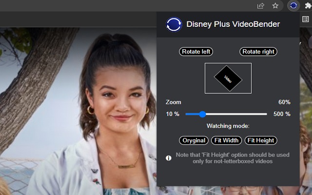 Disney+ Video Bender: rotate and zoom video chrome谷歌浏览器插件_扩展第1张截图