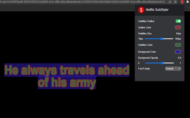 Netflix SubStyler : customize subtitles chrome谷歌浏览器插件_扩展第1张截图