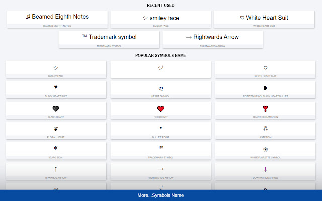Symbols Name ✦—•♕ Get Symbol Name List ᐈ#1 chrome谷歌浏览器插件_扩展第2张截图