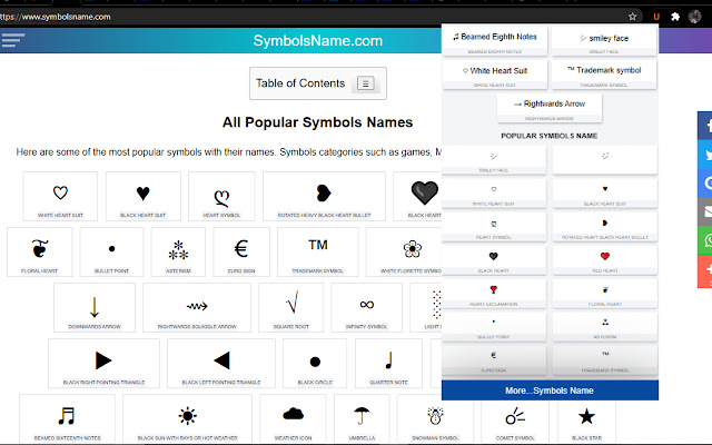 Symbols Name ✦—•♕ Get Symbol Name List ᐈ#1 chrome谷歌浏览器插件_扩展第3张截图