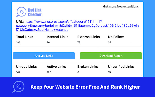 website broken link and 404 error checker chrome谷歌浏览器插件_扩展第1张截图