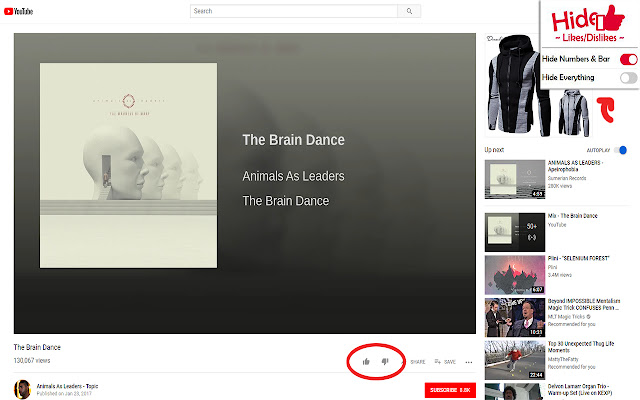Hide Youtube Likes/Dislikes chrome谷歌浏览器插件_扩展第1张截图