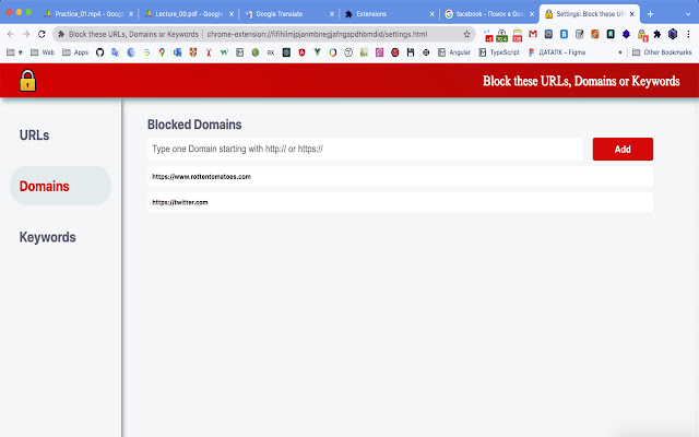 Block these URLs, Domains or Keywords chrome谷歌浏览器插件_扩展第4张截图