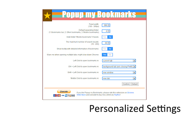 Popup my Bookmarks chrome谷歌浏览器插件_扩展第3张截图