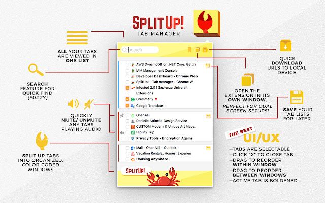 SplitUp! - Tab manager chrome谷歌浏览器插件_扩展第1张截图