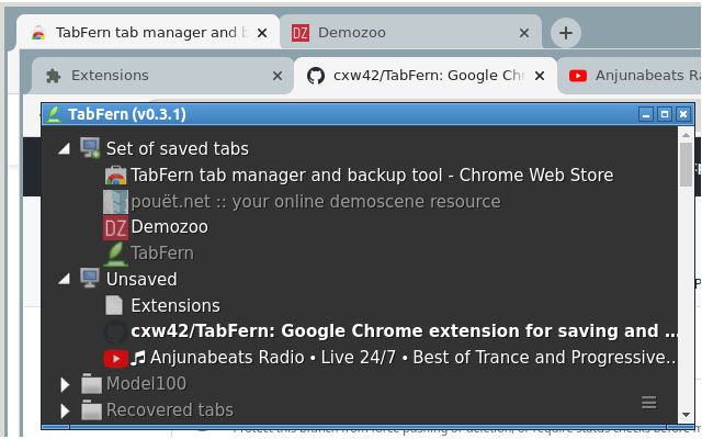 TabFern tab manager and backup tool chrome谷歌浏览器插件_扩展第1张截图