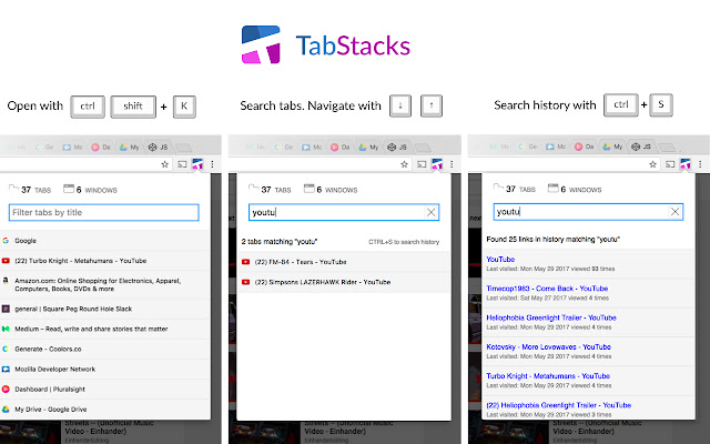 Tab Stacks: tab menu and history search chrome谷歌浏览器插件_扩展第1张截图