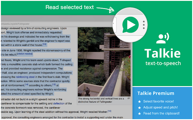 Talkie: text-to-speech, many languages! chrome谷歌浏览器插件_扩展第1张截图