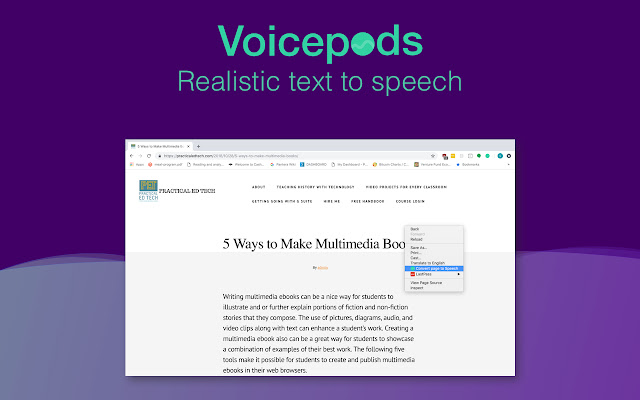 Voicepods - Realistic Text to Speech chrome谷歌浏览器插件_扩展第1张截图