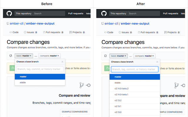 Github compare tags chrome谷歌浏览器插件_扩展第1张截图