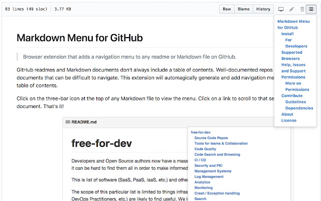 Markdown Menu for GitHub chrome谷歌浏览器插件_扩展第2张截图