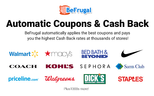 BeFrugal: Automatic Coupons and Cash Back chrome谷歌浏览器插件_扩展第1张截图