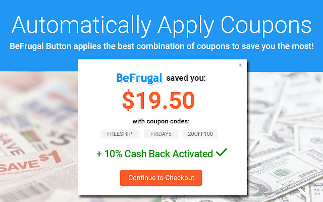 BeFrugal: Automatic Coupons and Cash Back chrome谷歌浏览器插件_扩展第2张截图