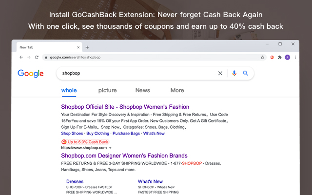 GoCashBack: Deals, Rebates, Savings Extension chrome谷歌浏览器插件_扩展第1张截图