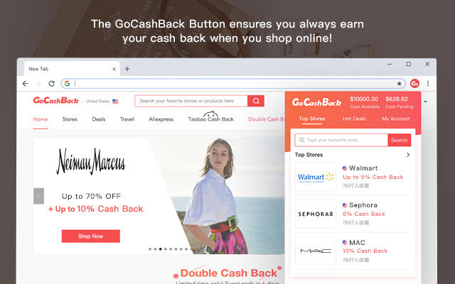 GoCashBack: Deals, Rebates, Savings Extension chrome谷歌浏览器插件_扩展第2张截图