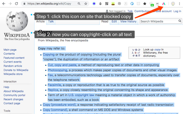 Simple Allow Copy: 网页文字复制 chrome谷歌浏览器插件_扩展第1张截图